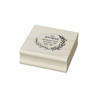 Moderne ronde bloemenkrans 	rubberstempel