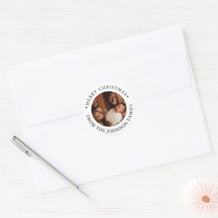 Moderne Ronde Foto Prettig Kerst Wens Familie Sticker