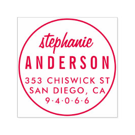 Moderne ronde minimalistische volledige naam retou  zelfinktende stempel