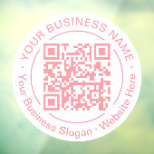 Moderne Ronde QR Code Zakelijke Naam Perzik Roze Raamsticker (Vel 3)