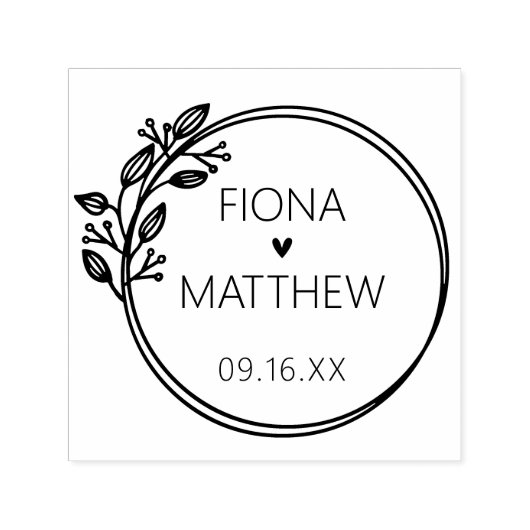 Moderne ronde trouwlaurier  zelfinktende stempel (Design)