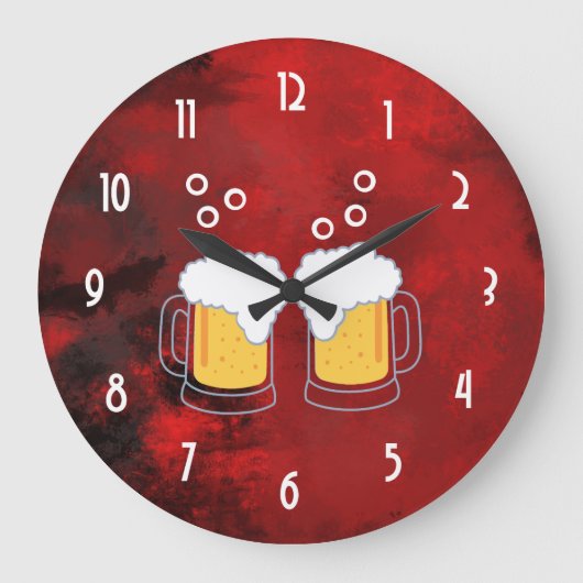 Moderne Rood Abstracte met Mokken voor bier Grote Klok (Voorkant)