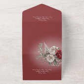 Moderne Rood- en bruine Rozen QR-code All In One Uitnodiging (Buitenkant)