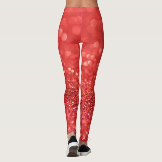 Moderne Rood en het Wit schittert Leggings (Achterkant)