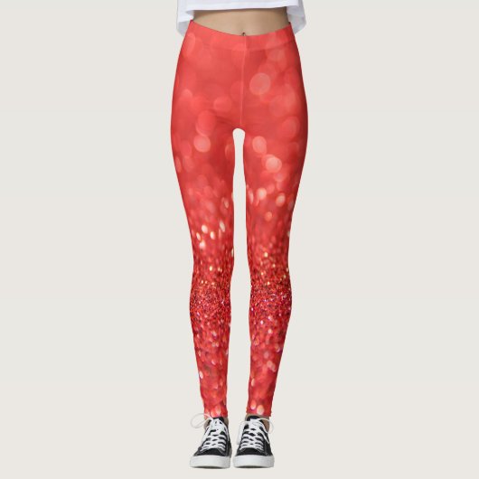 Moderne Rood en het Wit schittert Leggings (Voorkant)