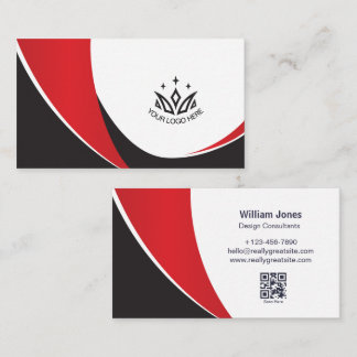 Moderne Rood en Zwart Zakelijke Consultant QR-code Visitekaartje