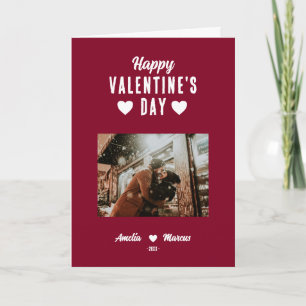 Moderne Rood Gelukkig Valentijnsdag Foto Feestdagen Kaart
