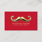 Moderne Rood & Goud Kapsalon Visitekaartje (Voorkant)