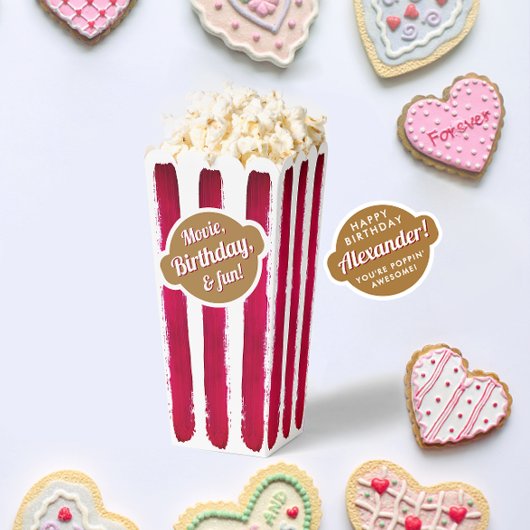 Moderne Rood Goud Witte Streep Popcorn Film Paint Bedankdoosjes