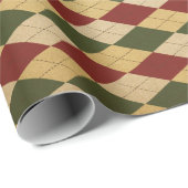 Moderne  rood groen beige kerstpleinen cadeaupapier (Rol Hoek)