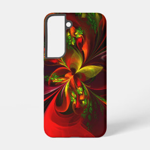Moderne Rood Groene Bloemige Abstracte Kunst Patro Samsung Galaxy Hoesje