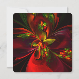 Moderne Rood Groene Bloemrijke Abstracte Kunst Pat Kaart