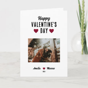 Moderne Rood Hart Gelukkige Valentijnsdag Foto Feestdagen Kaart
