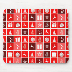 Moderne Rood Kerst Raster Patroon Minimalistisch Muismat