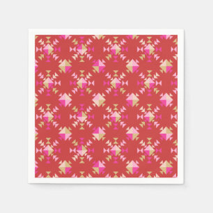 Moderne Rood Roze Goud Geometrisch Sneeuwvlokken P Servet