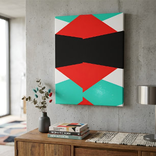 Moderne Rood & Teal Geometrische Abstracte Kunst Canvas Afdruk