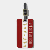 Moderne Rood Wit Goud Kat Kerstmis Bagagelabel (Voorkant verticaal)