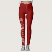 Moderne Rood Wit Goud Kat Kerstmis Leggings (Voorkant)
