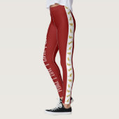 Moderne Rood Wit Goud Kat Kerstmis Leggings (Links)