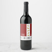 Moderne Rood Wit Goud Kat Kerstmis Wijn Etiket (Voorkant)