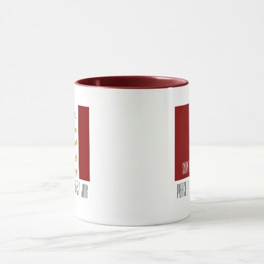 Moderne Rood Wit Goud Kerst Kat Koffie Mok (Midden)