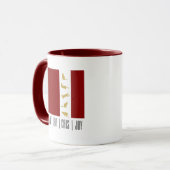 Moderne Rood Wit Goud Kerst Kat Koffie Mok (Voorkant links)