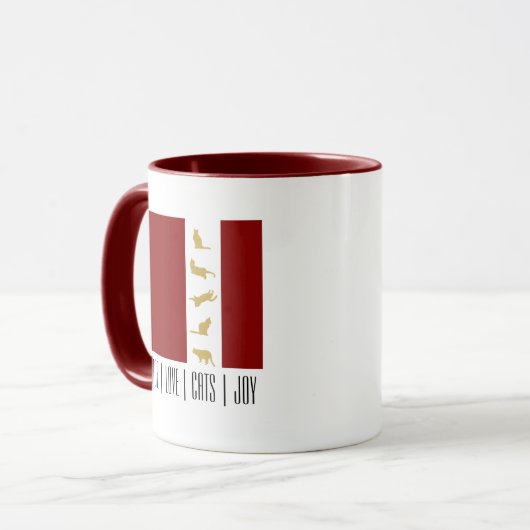 Moderne Rood Wit Goud Kerst Kat Koffie Mok (Voorkant links)