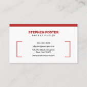 Moderne Rood & Wit Notaris Openbaar & Lening Signi Visitekaartje (Achterkant)