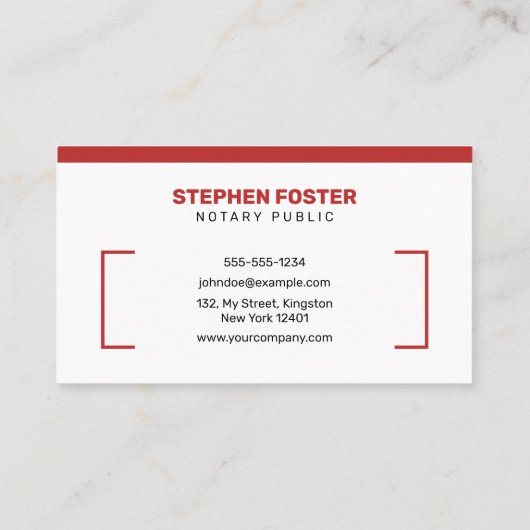 Moderne Rood & Wit Notaris Openbaar & Lening Signi Visitekaartje (Achterkant)