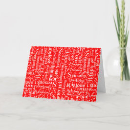Moderne rood-wit w / kerstscript aanpassen feestdagen kaart