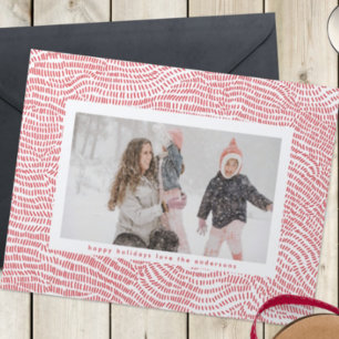 Moderne Rood & Witte Kerst Frame Foto Gelukkig Feestdagenkaart