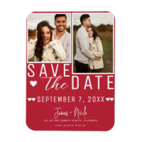 Moderne Rood & Witte Save the Date 2 Foto Bruiloft