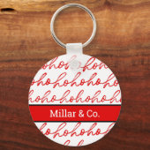 Moderne rood-witte tekst kerstpatroon sleutelhanger (Voorkant)