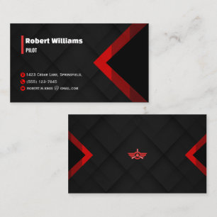 Moderne Rood & Zwart Geometrische Piloot Visitekaartje