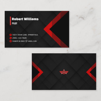 Moderne Rood & Zwart Geometrische Piloot Visitekaartje