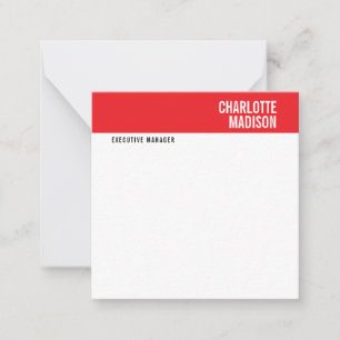 Moderne Rood Zwart Wit Trendy Minimalistisch Eenvo Notitiekaartje