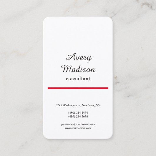 Moderne, roodwitte vlek, minimalistisch visitekaartje (Voorkant)