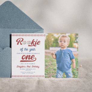 Moderne Rookie van het Jaar Foto Honkbal Verjaarda Kaart