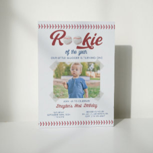 Moderne Rookie van het Jaar Foto Honkbal Verjaarda Kaart