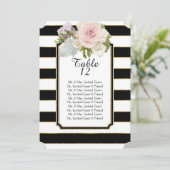 Moderne Roos Bloemige Brede Gestreepte Tafel Zitpl Kaart (Staand voorkant)