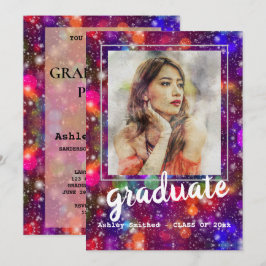Moderne Roos Foto Lijst Graduation Party #2 Kaart