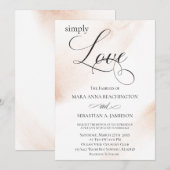 *~* Moderne Roos Gold Abstracte Waterverf bruiloft Kaart (Voorkant / Achterkant)