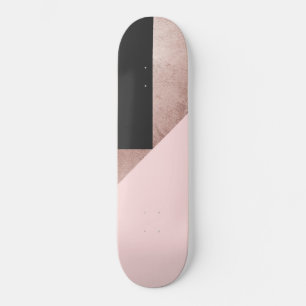 Moderne Roos Gold Black Blush Pink Geometric Skateboard