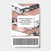 Moderne Roos Gold Black Glitter Marble Geometric Badge (Back)