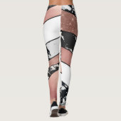 Moderne Roos Gold Black Glitter Marble Geometric Leggings (Achterkant)