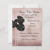 Moderne Roos Gold Black grafische bladeren van ele Save The Date (Voorkant)