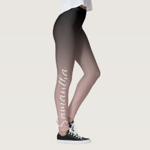 Moderne Roos Gold & Black Ombre Monogrammen Leggings