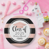 Moderne Roos Gold Black Stripes - Aangepast Afstud Papieren Bordje (Feest)