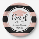 Moderne Roos Gold Black Stripes - Aangepast Afstud Papieren Bordje (Voorkant)