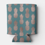 Moderne Roos Gold Blauwgroen groen ananassolpatroo Blikjeskoeler (Achterkant)